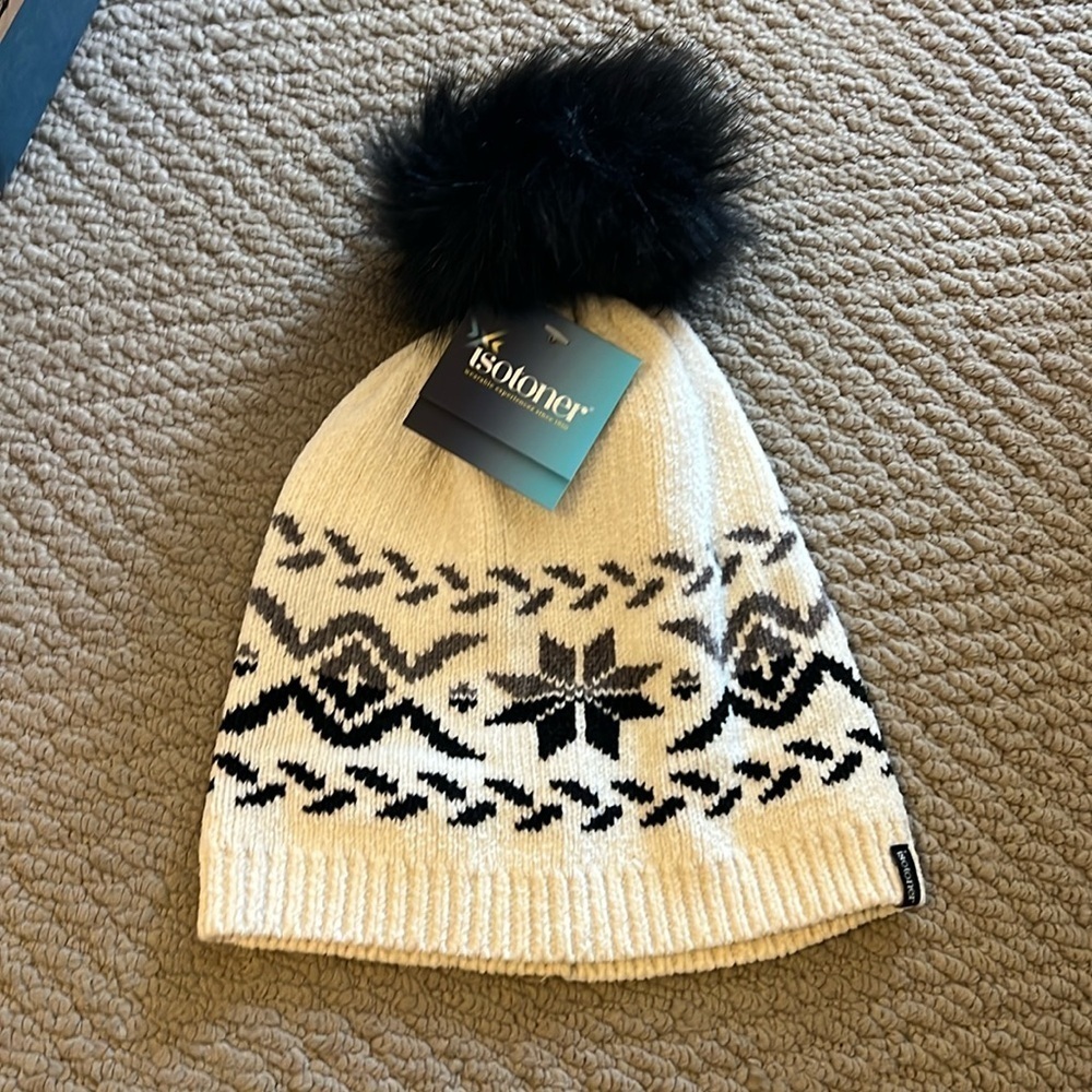 Winter hat white and black new with tags